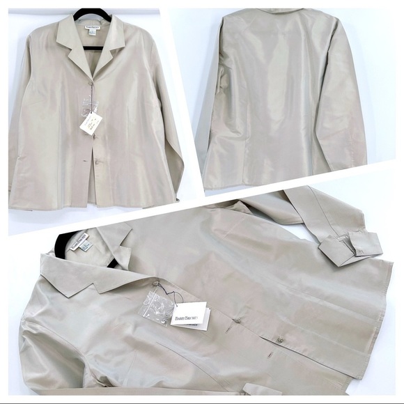 Barry Bricken NWT Gray Metallic 100% Silk Blend Blazer size L - Picture 1 of 13